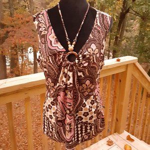 CKW - Crew Knit Wear Floral Design Sleeveless Top